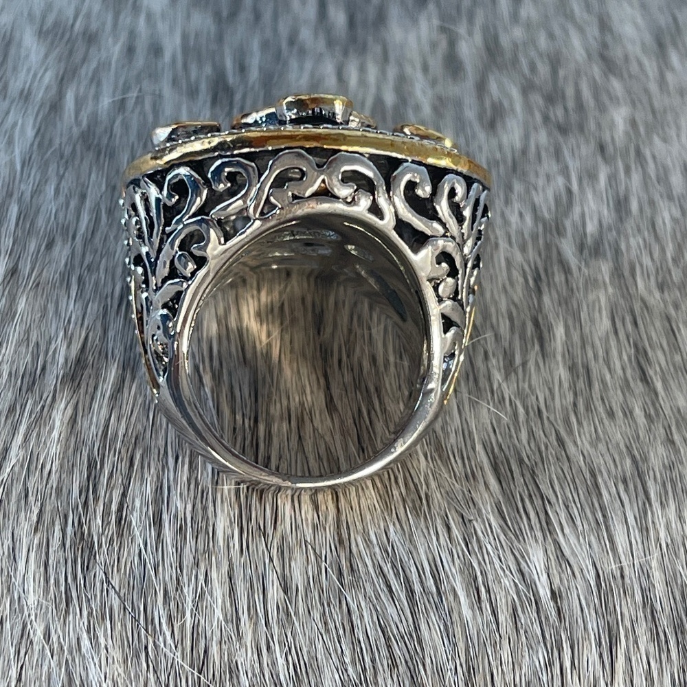 COCKTAIL RING GOLD SILVER COLOR METALS CRYSTALS - Picture 3 of 7
